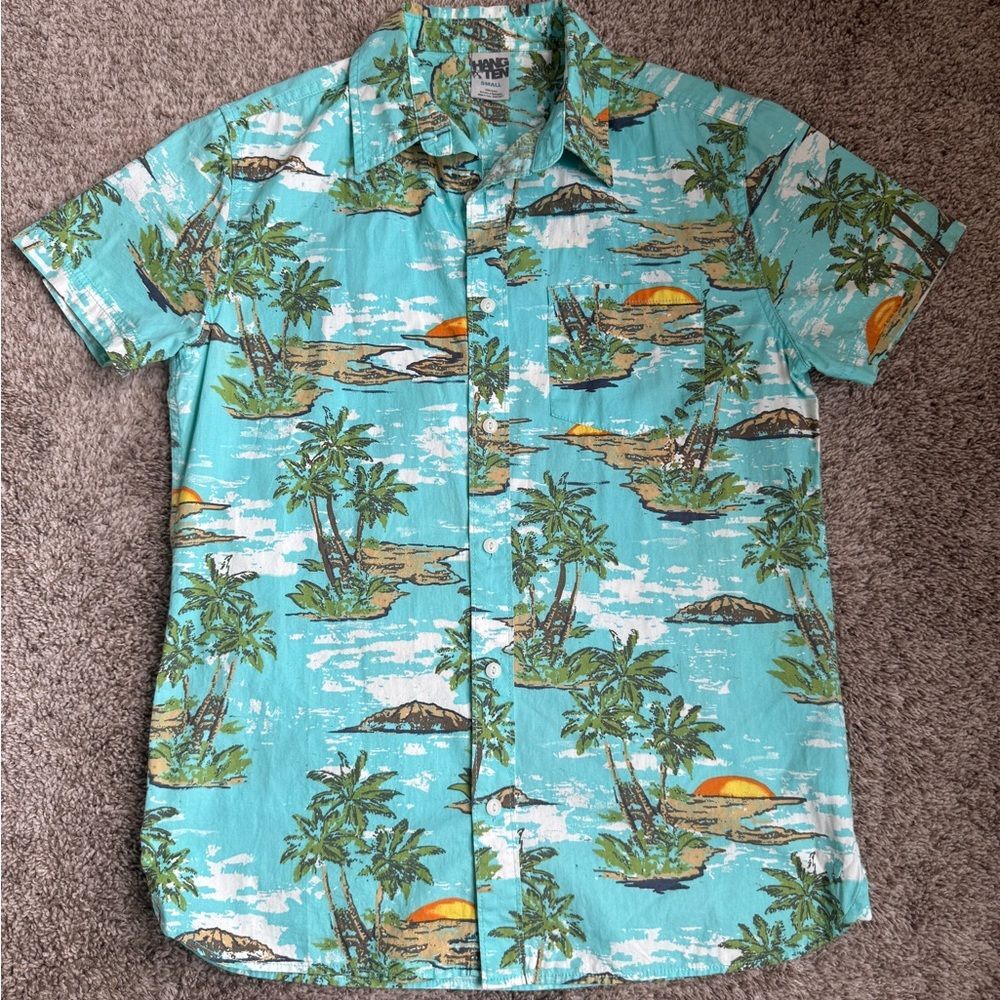 Men's Tropical‎ Beach Shirt short sleeve button down Sailing Shirt size small